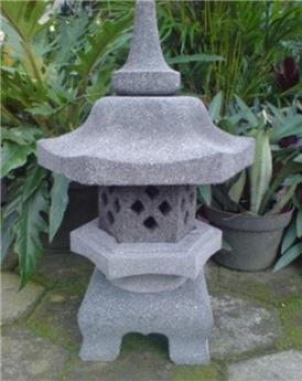 Lanterne japonaise kaodai rokaku yukimi lave grise Diam 30 Ht 55 cm (lamp 31)